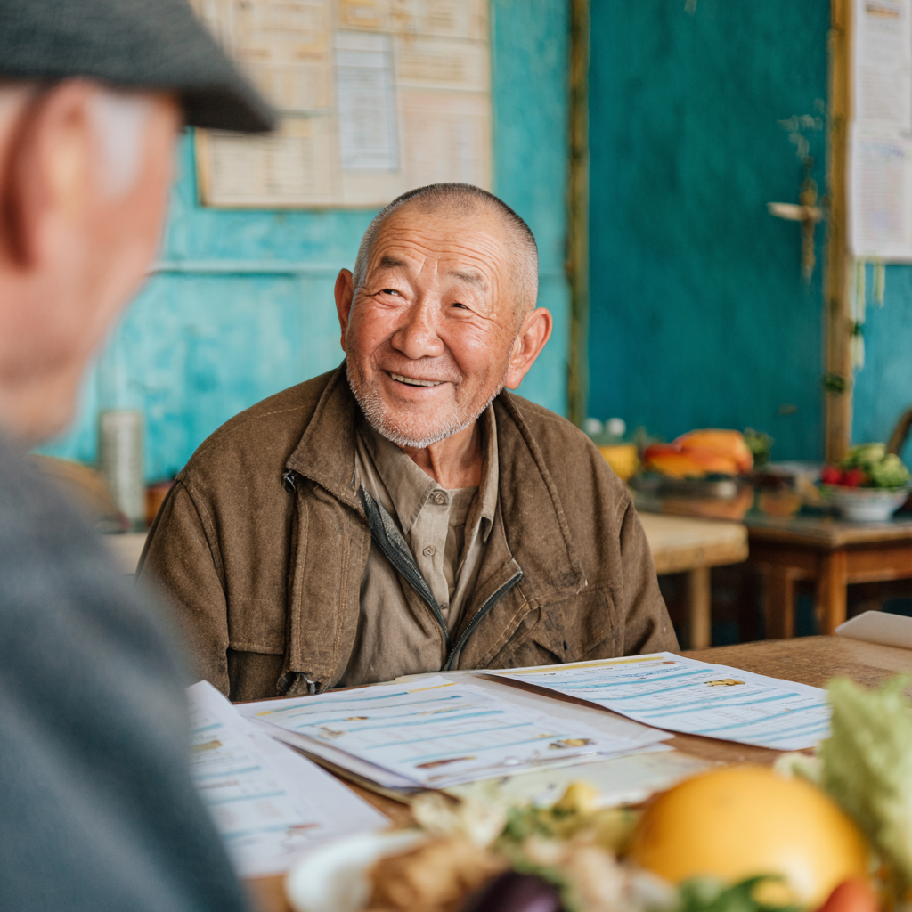 Группа улыбающихся пожилых европейских людей занимается физическими упражнениями на открытом воздухе в солнечный день